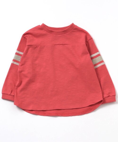 BREEZE（ブリーズ）の「袖ラインTシャツ（Tシャツ/カットソー・キッズ・ブラウン/オフホワイト/レッド/カーキ・100/120/140/90/110/80/130）」の4枚目の写真