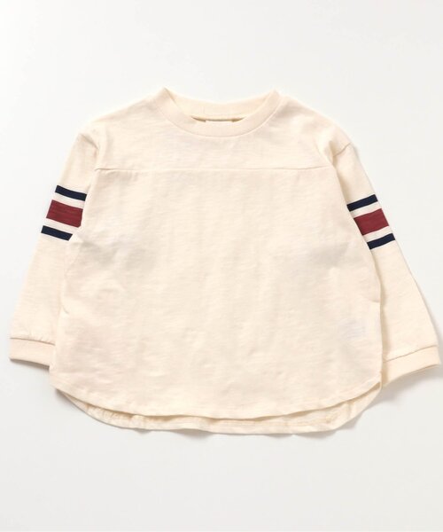 BREEZE（ブリーズ）の「袖ラインTシャツ（Tシャツ/カットソー・キッズ・ブラウン/オフホワイト/レッド/カーキ・100/120/140/90/110/80/130）」の2枚目の写真