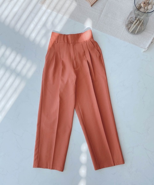 AS KNOW AS plus(アズノゥアズプラス)の「●ハイウエストストレートパンツ セットアップ可能(スラックス・レディース・ブラック/オレンジ/ベージュ系その他/グリーン系その他・FREE)」の4枚目の写真
