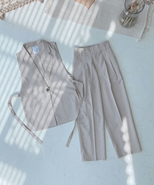 AS KNOW AS plus(アズノゥアズプラス)の「●ハイウエストストレートパンツ セットアップ可能(スラックス・レディース・ブラック/オレンジ/ベージュ系その他/グリーン系その他・FREE)」の5枚目の写真