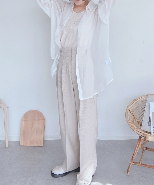 AS KNOW AS plus(アズノゥアズプラス)の「●ハイウエストストレートパンツ セットアップ可能(スラックス・レディース・ブラック/オレンジ/ベージュ系その他/グリーン系その他・FREE)」の15枚目の写真