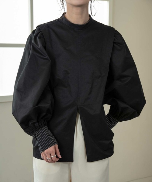 Amiur（エミレ）の「stand collar cuffs stitch blouse（シャツ 