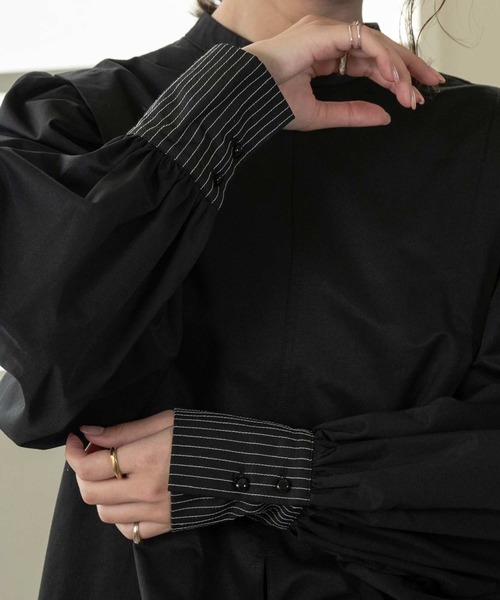 Amiur（エミレ）の「stand collar cuffs stitch blouse（シャツ