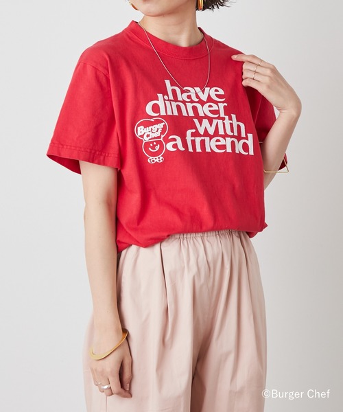 Omekashi(オメカシ)の「GOOD ROCK SPEED BurgerChef with a friend Tシャツ(Tシャツ/カットソー・レディース・レッド・FREE)」の1枚目の写真
