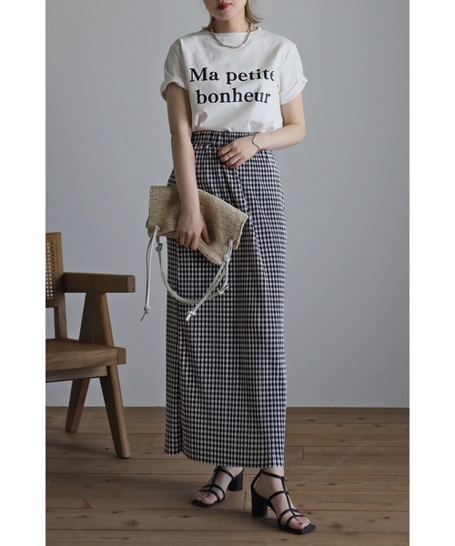 Bonjour Sagan（ボンジュールサガン）の「ギンガムチェック楊柳プリーツスカート（スカート・レディース・ブラック/グリーン・FREE）」の10枚目の写真