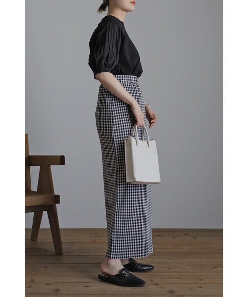 Bonjour Sagan（ボンジュールサガン）の「ギンガムチェック楊柳プリーツスカート（スカート・レディース・ブラック/グリーン・FREE）」の17枚目の写真