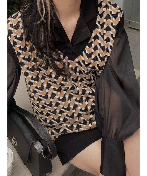 EVRIS（エヴリス）の「オープンカラーシアーコンビシャツ（シャツ/ブラウス・レディース・ブラック/グリーン/アイボリー・FREE）」の22枚目の写真