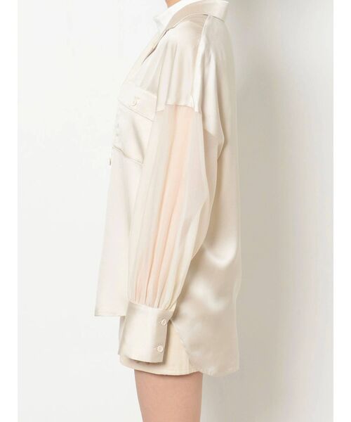 EVRIS（エヴリス）の「オープンカラーシアーコンビシャツ（シャツ/ブラウス・レディース・ブラック/グリーン/アイボリー・FREE）」の11枚目の写真