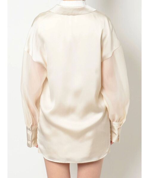 EVRIS（エヴリス）の「オープンカラーシアーコンビシャツ（シャツ/ブラウス・レディース・ブラック/グリーン/アイボリー・FREE）」の10枚目の写真