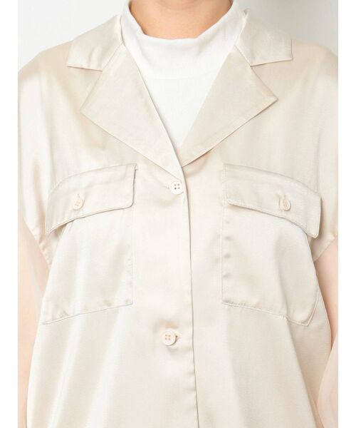 EVRIS（エヴリス）の「オープンカラーシアーコンビシャツ（シャツ/ブラウス・レディース・ブラック/グリーン/アイボリー・FREE）」の9枚目の写真