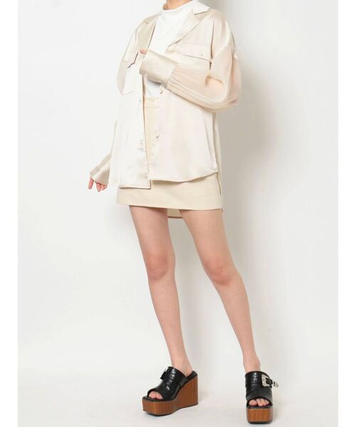 EVRIS（エヴリス）の「オープンカラーシアーコンビシャツ（シャツ/ブラウス・レディース・ブラック/グリーン/アイボリー・FREE）」の6枚目の写真