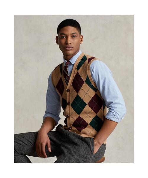 【美品】ポロラルフローレン　アーガイル ウール セーター ベスト　ニットベスト POLO RALPH LAUREN - 90s ポロラルフローレン アーガイル柄