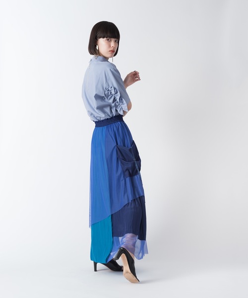 La SRIC(ラスリック)の「La SRIC / イレギュラーヘムレイヤードSK(スカート・レディース・ブラック/ブルー・38)」の15枚目の写真