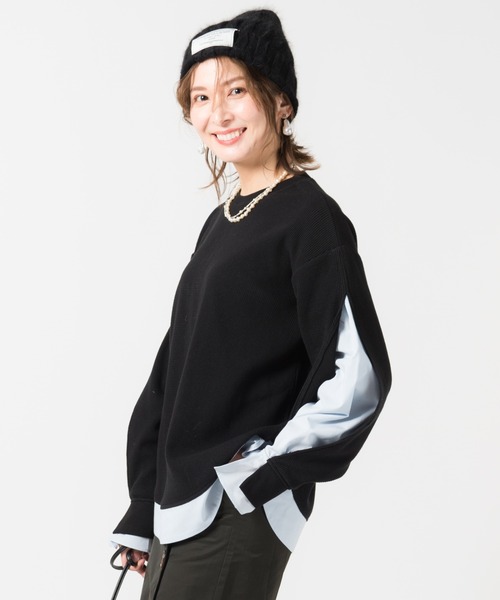 LAYMEE(レイミー)の「Layered thermal CS / レイヤードサーマルカットソー(Tシャツ/カットソー・レディース・ミント/アイボリー/ブラック・FREE)」の3枚目の写真