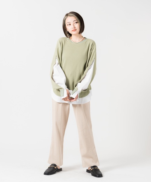 LAYMEE(レイミー)の「Layered thermal CS / レイヤードサーマルカットソー(Tシャツ/カットソー・レディース・ミント/アイボリー/ブラック・FREE)」の14枚目の写真