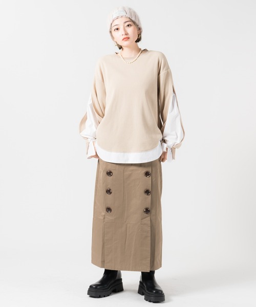 LAYMEE(レイミー)の「Layered thermal CS / レイヤードサーマルカットソー(Tシャツ/カットソー・レディース・ミント/アイボリー/ブラック・FREE)」の16枚目の写真