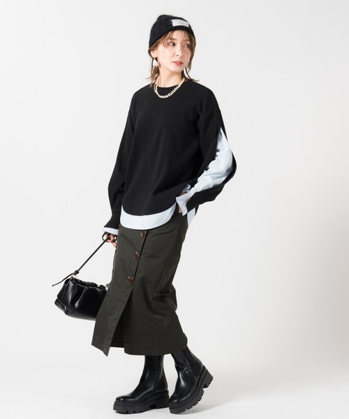 LAYMEE(レイミー)の「Layered thermal CS / レイヤードサーマルカットソー(Tシャツ/カットソー・レディース・ミント/アイボリー/ブラック・FREE)」の18枚目の写真