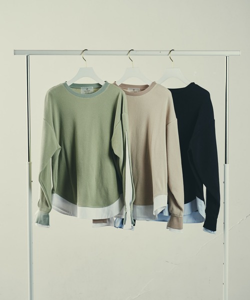 LAYMEE(レイミー)の「Layered thermal CS / レイヤードサーマルカットソー(Tシャツ/カットソー・レディース・ミント/アイボリー/ブラック・FREE)」の20枚目の写真