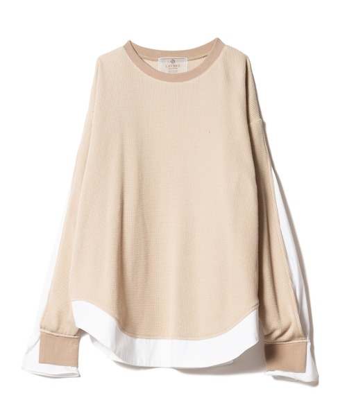 LAYMEE(レイミー)の「Layered thermal CS / レイヤードサーマルカットソー(Tシャツ/カットソー・レディース・ミント/アイボリー/ブラック・FREE)」の5枚目の写真