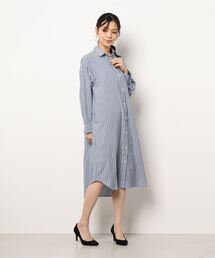 Samansa Mos2 blue | 【接触冷感】マルチスタイルシャツワンピース(シャツワンピース)