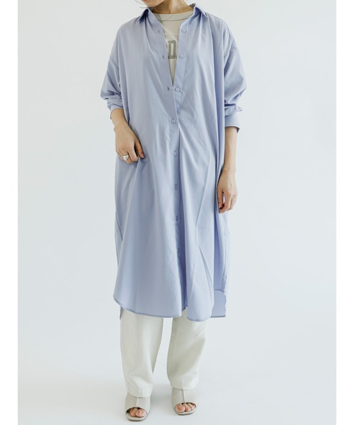 Samansa Mos2 blue（サマンサモスモスブルー）の「【接触冷感】マルチスタイルシャツワンピース（シャツワンピース・レディース・ホワイト/ネイビー/オフホワイト/イエロー/サックスブルー/ブルー/ラベンダー・MEDIUM/LARGE）」の6枚目の写真