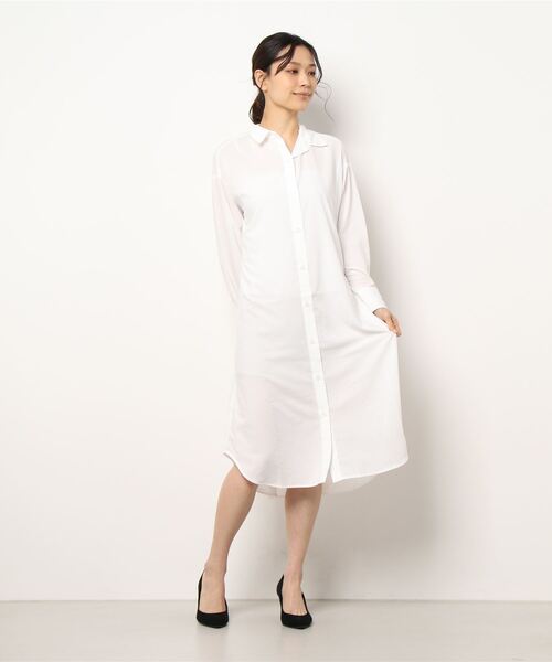 Samansa Mos2 blue（サマンサモスモスブルー）の「【接触冷感】マルチスタイルシャツワンピース（シャツワンピース・レディース・ホワイト/ネイビー/オフホワイト/イエロー/サックスブルー/ブルー/ラベンダー・MEDIUM/LARGE）」の13枚目の写真