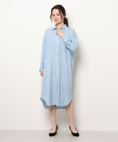 Samansa Mos2 blue（サマンサモスモスブルー）の「【接触冷感】マルチスタイルシャツワンピース（シャツワンピース・レディース・ホワイト/ネイビー/オフホワイト/イエロー/サックスブルー/ブルー/ラベンダー・MEDIUM/LARGE）」の15枚目の写真