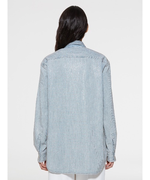 GOLDEN GOOSE（ゴールデングース）の「GOLDEN GOOSE Denim shirt light wash/all over strass（シャツ/ブラウス・レディース・ライトインディゴブルー・SMALL/MEDIUM/LARGE/X-SMALL）」の3枚目の写真