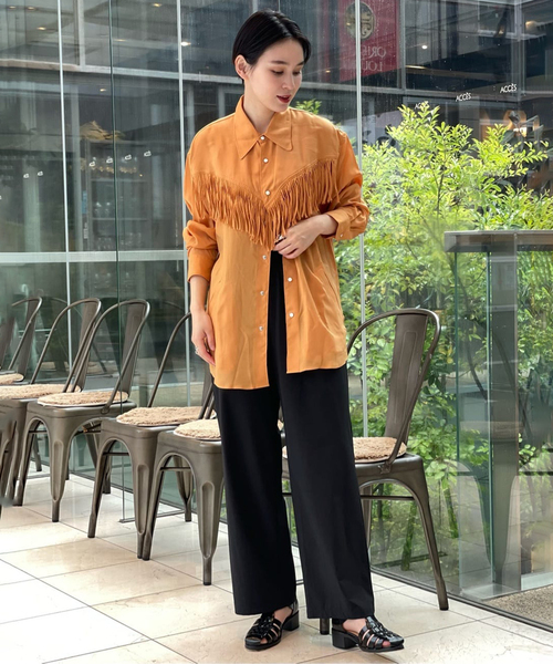 NOMA t.d.（ノーマティーディー）の「別注【NOMA t.d./ノーマティーディー】フリンジSH JK：シャツ（シャツ/ブラウス・レディース・ブラック/オレンジ・FREE）」の21枚目の写真