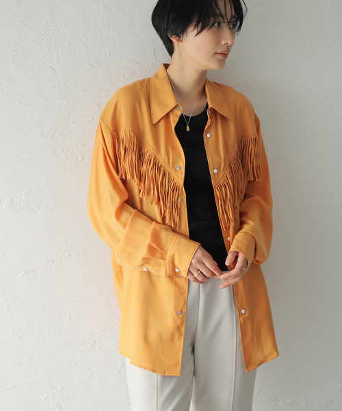 NOMA t.d.（ノーマティーディー）の「別注【NOMA t.d./ノーマティーディー】フリンジSH JK：シャツ（シャツ/ブラウス・レディース・ブラック/オレンジ・FREE）」の19枚目の写真