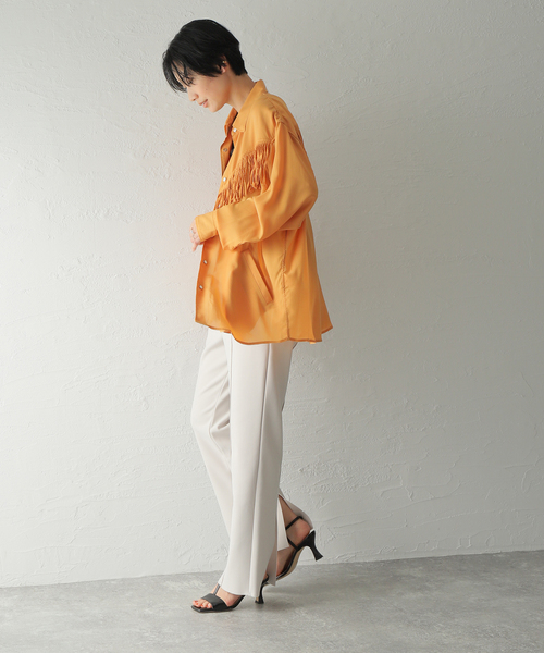 NOMA t.d.（ノーマティーディー）の「別注【NOMA t.d./ノーマティーディー】フリンジSH JK：シャツ（シャツ/ブラウス・レディース・ブラック/オレンジ・FREE）」の17枚目の写真