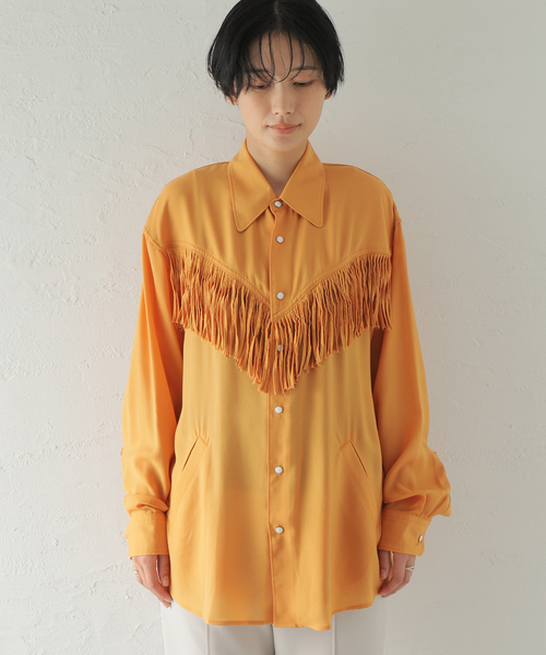 NOMA t.d.（ノーマティーディー）の「別注【NOMA t.d./ノーマティーディー】フリンジSH JK：シャツ（シャツ/ブラウス・レディース・ブラック/オレンジ・FREE）」の15枚目の写真