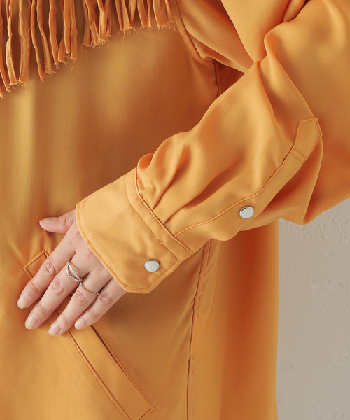 NOMA t.d.（ノーマティーディー）の「別注【NOMA t.d./ノーマティーディー】フリンジSH JK：シャツ（シャツ/ブラウス・レディース・ブラック/オレンジ・FREE）」の9枚目の写真