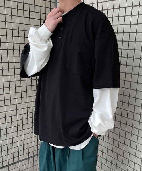 kutir（クティール）の「ヘンリーネック無地ポケットTシャツ（Tシャツ/カットソー・メンズ・ボルドー/オフホワイト/ブラック/グリーン/ブラウン/カーキ・MEDIUM/LARGE）」の21枚目の写真