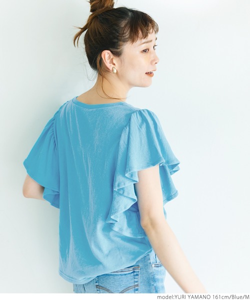 coca(coca)(コカ)の「袖フリルトップス(Tシャツ/カットソー・レディース・ホワイト/ブラック/カーキ/ブルー・M/L)」の21枚目の写真