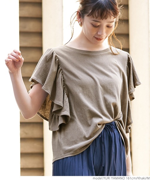 ★VERSACE★ フリルトップス 関税送料込* セール】袖フリルトップス（Tシャツ/カットソー）｜coca（coca