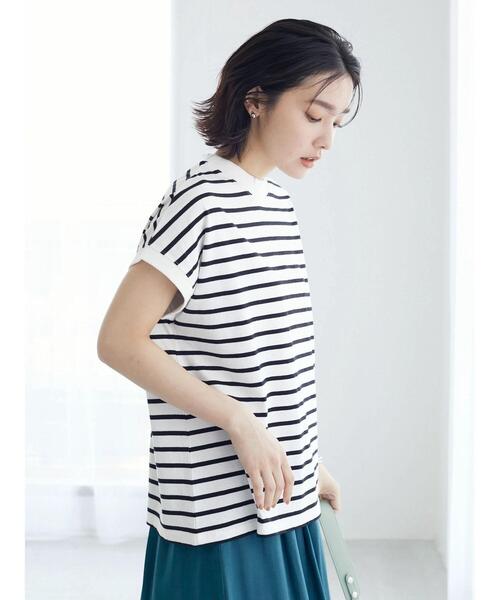 Petit fleur（プチフルール）の「・Petit Fleur ボーダーモックネックTシャツ（Tシャツ/カットソー・レディース・ブラック/オフホワイト・FREE）」の18枚目の写真