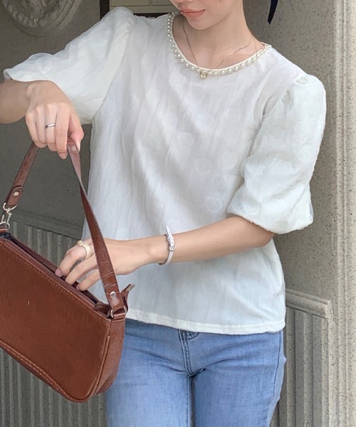 LAFFMO（ラフモ）の「パールネックブラウス（シャツ/ブラウス・レディース・ピンク/ホワイト/グリーン/ベージュ/ブラック・FREE）」の19枚目の写真