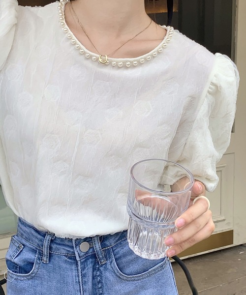 LAFFMO（ラフモ）の「パールネックブラウス（シャツ/ブラウス・レディース・ピンク/ホワイト/グリーン/ベージュ/ブラック・FREE）」の20枚目の写真