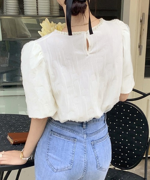 LAFFMO（ラフモ）の「パールネックブラウス（シャツ/ブラウス・レディース・ピンク/ホワイト/グリーン/ベージュ/ブラック・FREE）」の21枚目の写真