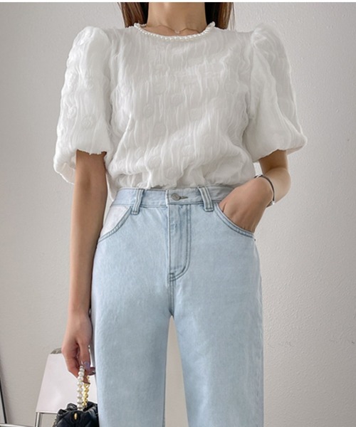 LAFFMO（ラフモ）の「パールネックブラウス（シャツ/ブラウス・レディース・ピンク/ホワイト/グリーン/ベージュ/ブラック・FREE）」の11枚目の写真