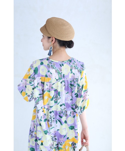 cawaii(カワイイ)の「(ベルト付き)黄色の花咲く一目惚れ水彩画ロングワンピース(ワンピース・レディース・パープル・FREE)」の11枚目の写真