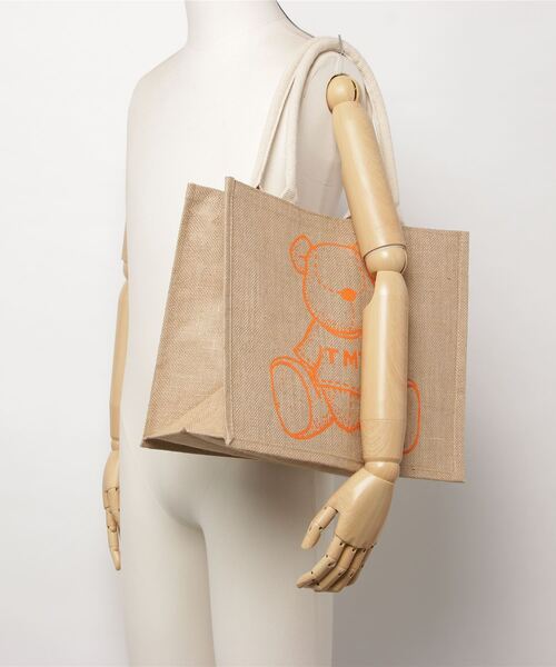 TMT(ティーエムティー)の「NATURAL JUTE BAG(TMT BEAR)(トートバッグ・メンズ・オレンジ/ブラウン/ネイビー・FREE)」の16枚目の写真