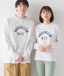 OMNES | ユニセックス バイオポリウォッシュ 綿100％プリント長袖Tシャツ(Tシャツ/カットソー)
