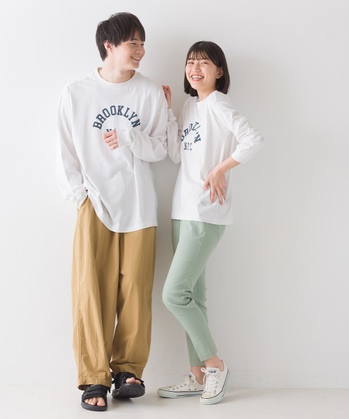 OMNES（オムネス）の「ユニセックス バイオポリウォッシュ 綿100％プリント長袖Tシャツ（Tシャツ/カットソー・レディース・ホワイト/ブラック/ピンクベージュ/チャコール・SMALL/MEDIUM/LARGE/X-LARGE）」の5枚目の写真