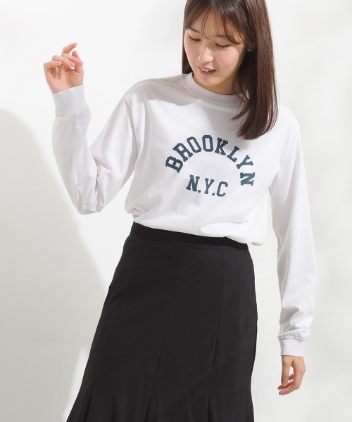 OMNES（オムネス）の「ユニセックス バイオポリウォッシュ 綿100％プリント長袖Tシャツ（Tシャツ/カットソー・レディース・ホワイト/ブラック/ピンクベージュ/チャコール・SMALL/MEDIUM/LARGE/X-LARGE）」の8枚目の写真