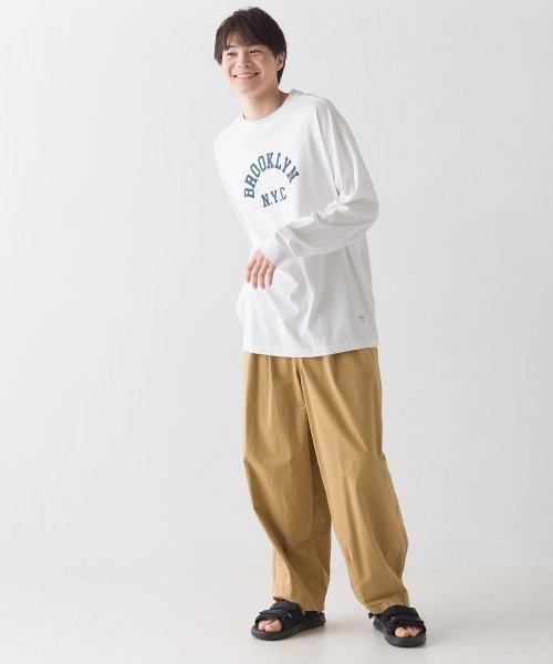 OMNES（オムネス）の「ユニセックス バイオポリウォッシュ 綿100％プリント長袖Tシャツ（Tシャツ/カットソー・レディース・ホワイト/ブラック/ピンクベージュ/チャコール・SMALL/MEDIUM/LARGE/X-LARGE）」の9枚目の写真