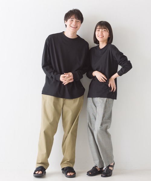 OMNES（オムネス）の「ユニセックス バイオポリウォッシュ 綿100％プリント長袖Tシャツ（Tシャツ/カットソー・レディース・ホワイト/ブラック/ピンクベージュ/チャコール・SMALL/MEDIUM/LARGE/X-LARGE）」の11枚目の写真