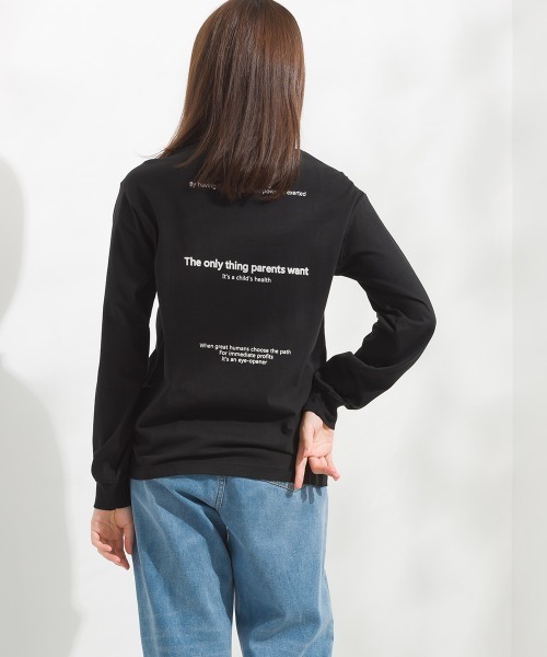 OMNES（オムネス）の「ユニセックス バイオポリウォッシュ 綿100％プリント長袖Tシャツ（Tシャツ/カットソー・レディース・ホワイト/ブラック/ピンクベージュ/チャコール・SMALL/MEDIUM/LARGE/X-LARGE）」の14枚目の写真