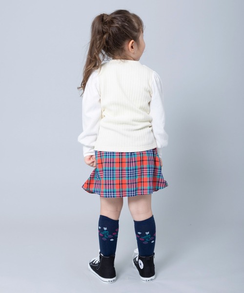 trois lapins kp(トロワラパンケーピー)の「先染めヘリンボーンチェックスカパン(100~130)(スカート・キッズ・オレンジ/ブルー・110cm/100cm/120cm/130cm)」の10枚目の写真